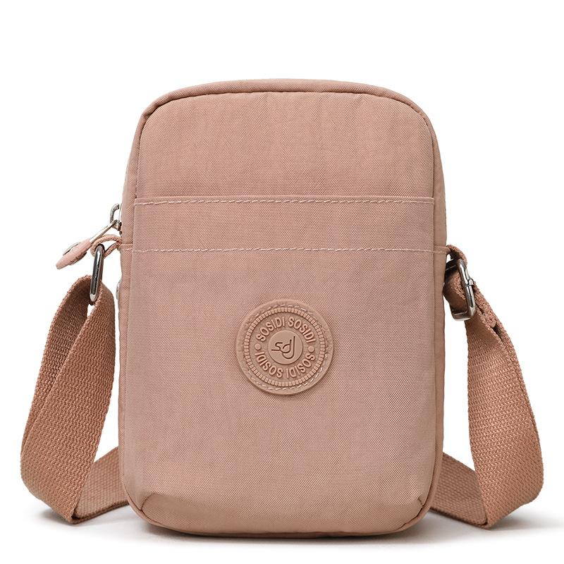 Compact Nylon Crossbody Bag with Double Zipper Closure Adjustable Strap Small Casual Purse for Daily Travel