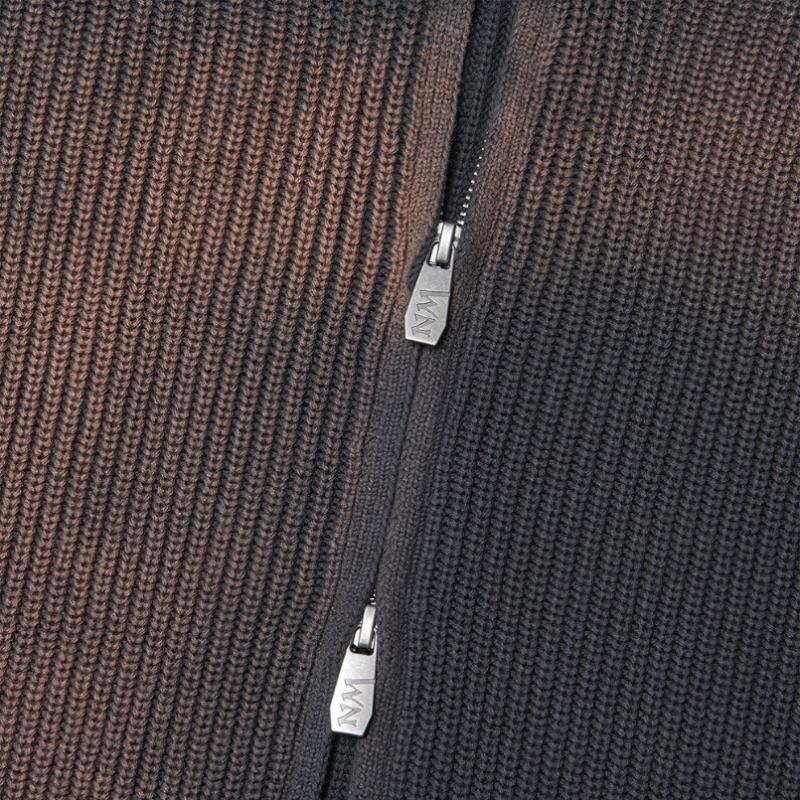 Nomanual Spray Dyeing Knit Zip Up   Charcoal