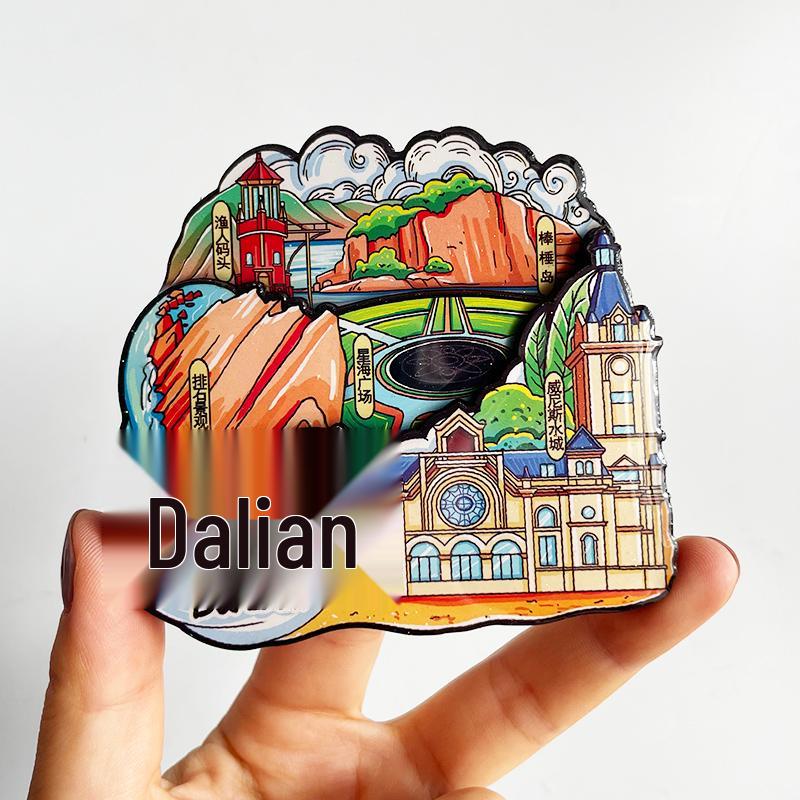 

Dalian Souvenir Magnet: Xinghai Bay, Fisherman s Wharf, Venice Water City, Zhongshan Square