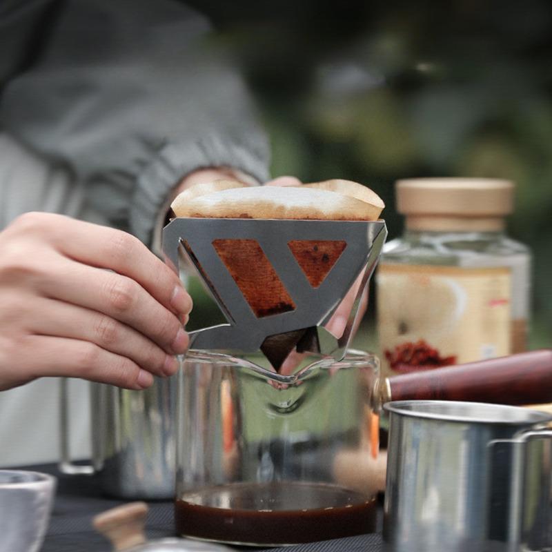 1ks Stojan na překapávanou kávu Venkovní kempování Přenosný Nerezový Skládací Nálevka Filtrační Šálek Kávovar Kávový Filtr