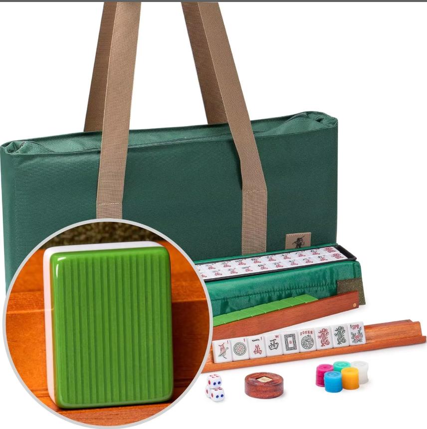 For Cross-border Canvas Three-piece Set Multifunctional Portable Stowable Unisex Mahjong Storage Bag Makeup Bag Travel темно-зеленого