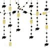 Glitter Paper Graduation Garlands Black Gold Color Circle Designs Graduation Party Hanging Ornaments 2026 Year Number 4M Length
