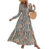 Fall Floral Dress Women's Printed V-neck Dress