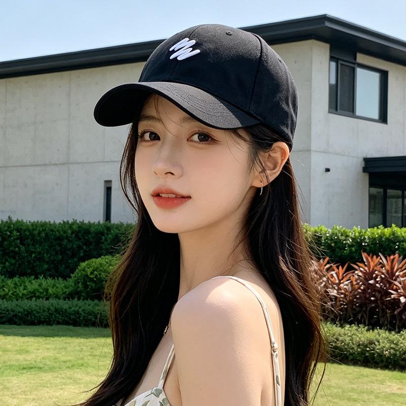 Fashion Hat, American letter embroidered duckbill cap for women, spring/summer wide-brimmed deepened face-flattering sun-shield baseball cap for men