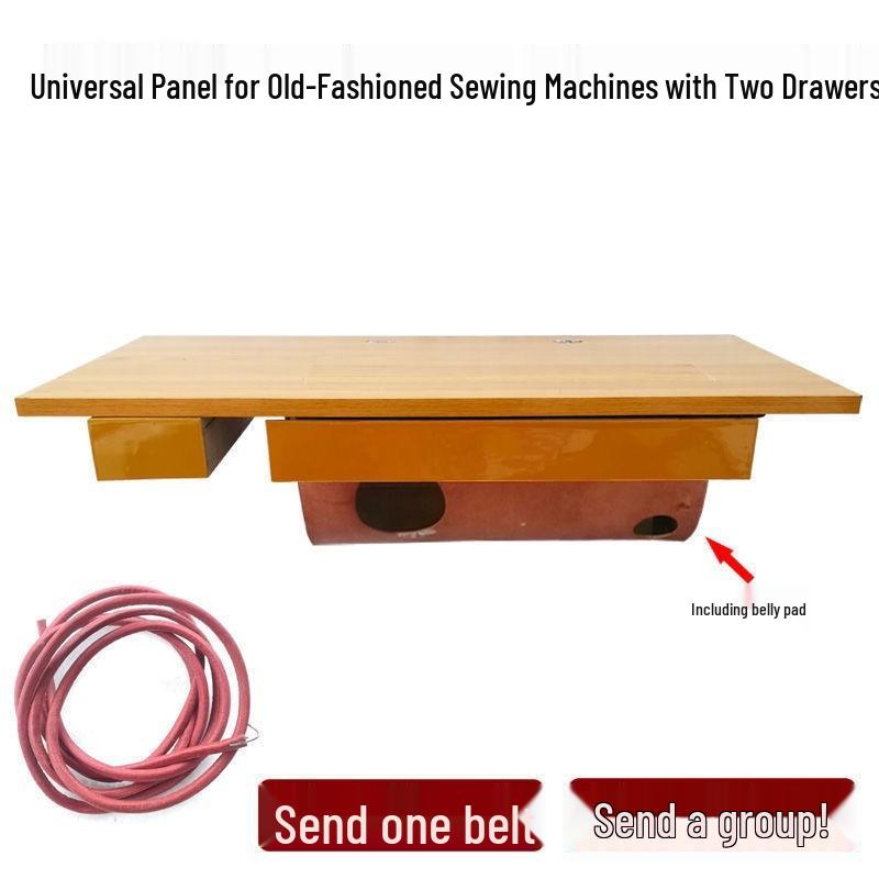Vintage Solid Wood Sewing Table with Two Drawers & Pocket Old-fashioned sewing machine table board