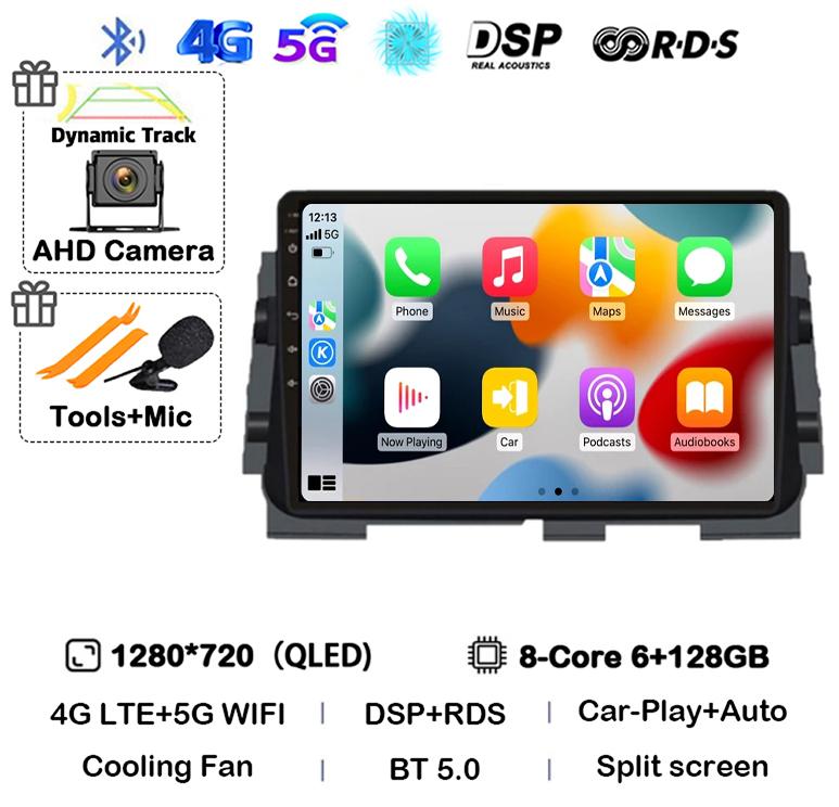 Android 14 Wireless Carplay+Auto For NISSAN MICRA KICKS 2017 2018 2019 Car Radio Multimedia DSP Video Player GPS Navi 360 Camera