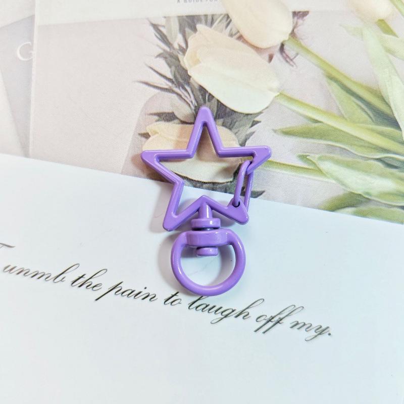 Colorful Zinc Alloy Star Keychain with Candy Color Spring Buckle Pendant - DIY Jewelry Accessory