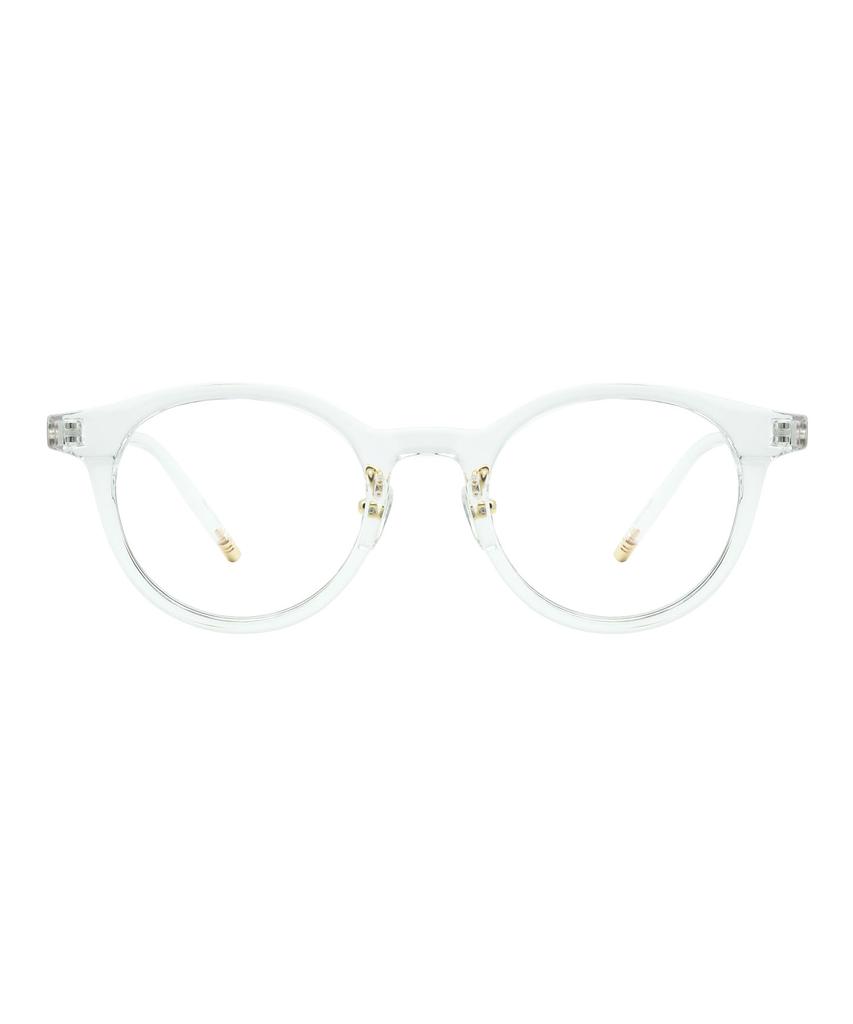 Oateu Handke Crystal Round Transparent Horn-Rimmed Glasses