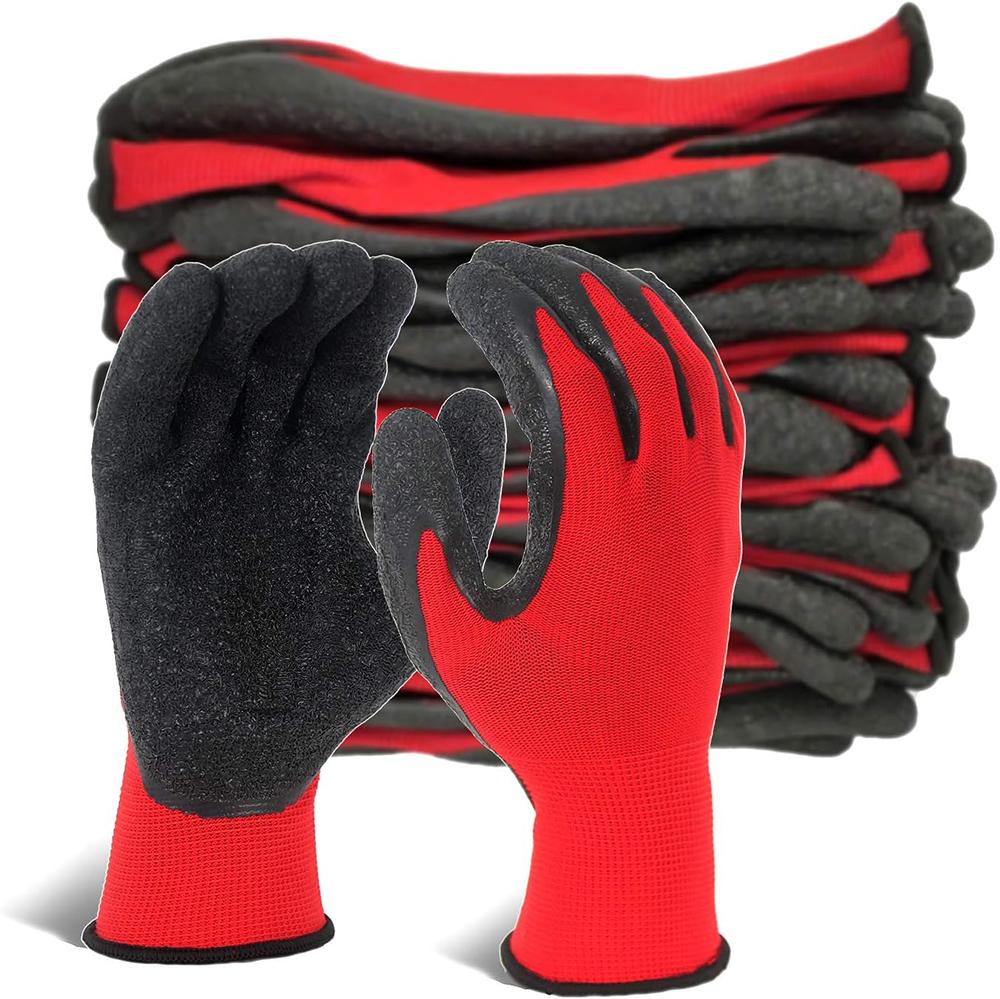 Low MOQ Cheap Price Anti Slip Tear-Resistant 13G Polyester Latex Coated Work Gloves Crinkle Latex Dipped Gloves for Work (as the picture,L&General Purpose Work Gloves)