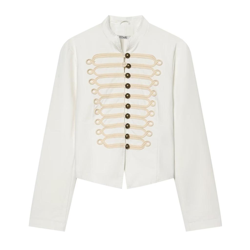 2026 summer new European and American cross-border women's clothing street fashion rope knot buckle decoration slim jacket w018 1837