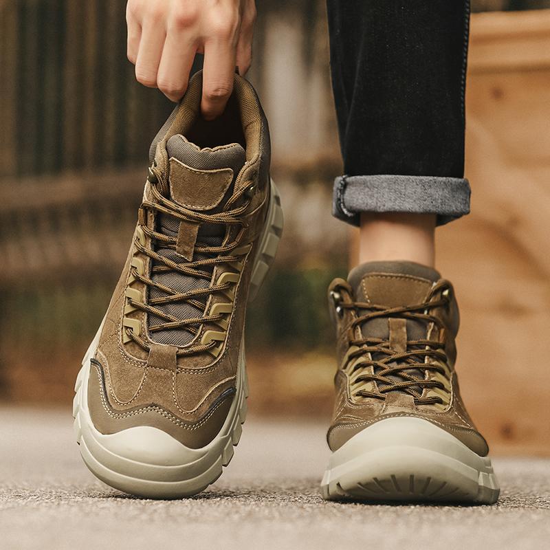 Pánské vysoké outdoorové turistické boty Protiskluzové Módní a všestranné Pánské lehké outdoorové cestovní boty