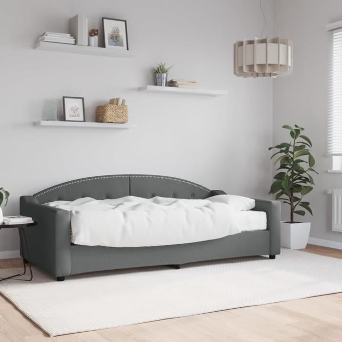 VidaXL Daybed with Mattress Dark Grey 90x190 Cm Fabric 3197523
