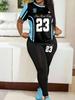 Color-block Casual Daily Two-piece Short-sleeved Long-pants Set for Women