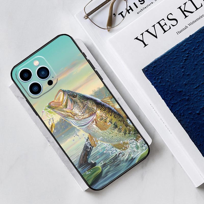 Bass Fishing Lake Fisherman Case For iPhone 17 Air 14 13 12 11 15 16 Pro Max Mini 15 16 Plus 16e Funda Silicone Cover