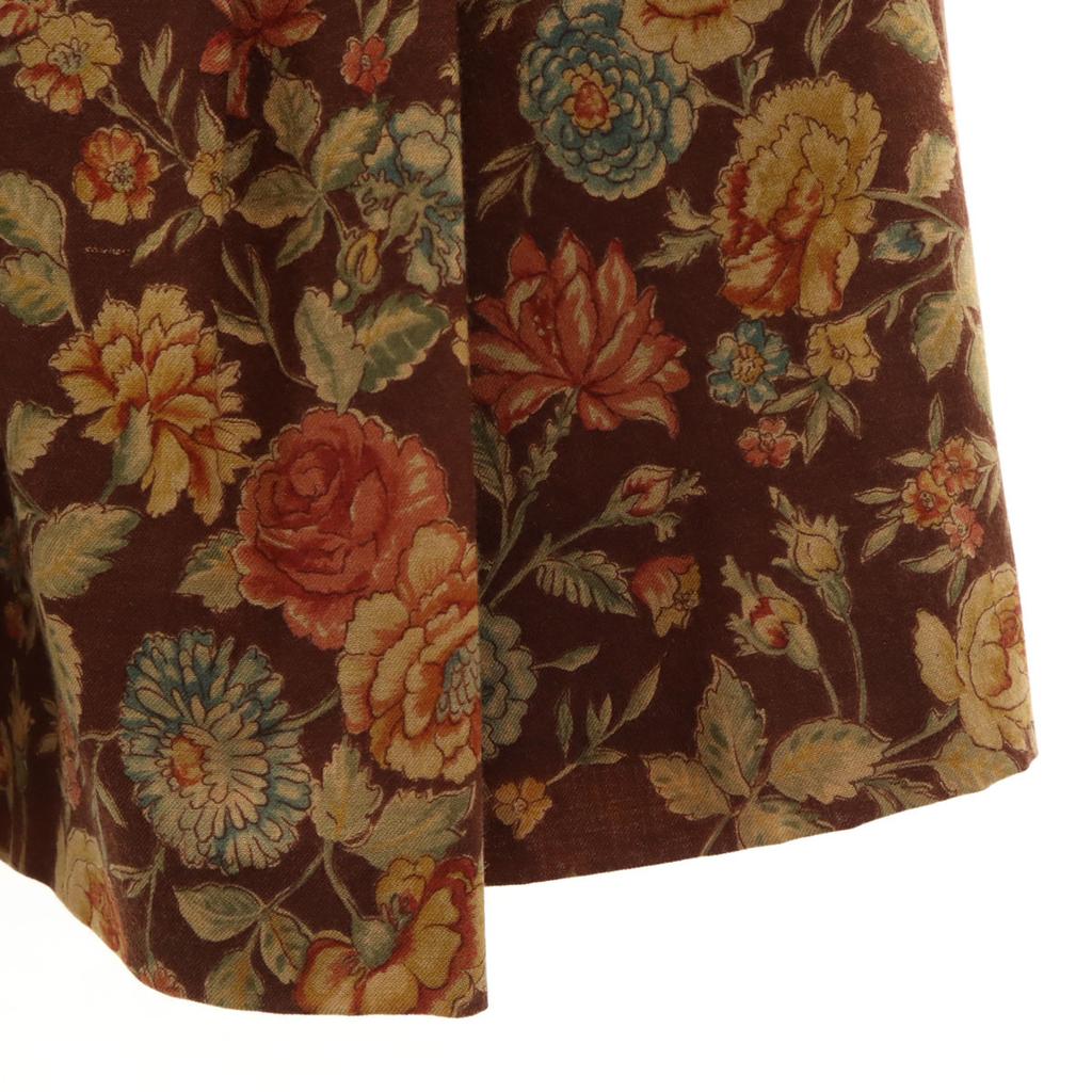 Burberrys 90s Old Floral Long Length Flare Skirt 11 Black Women Used