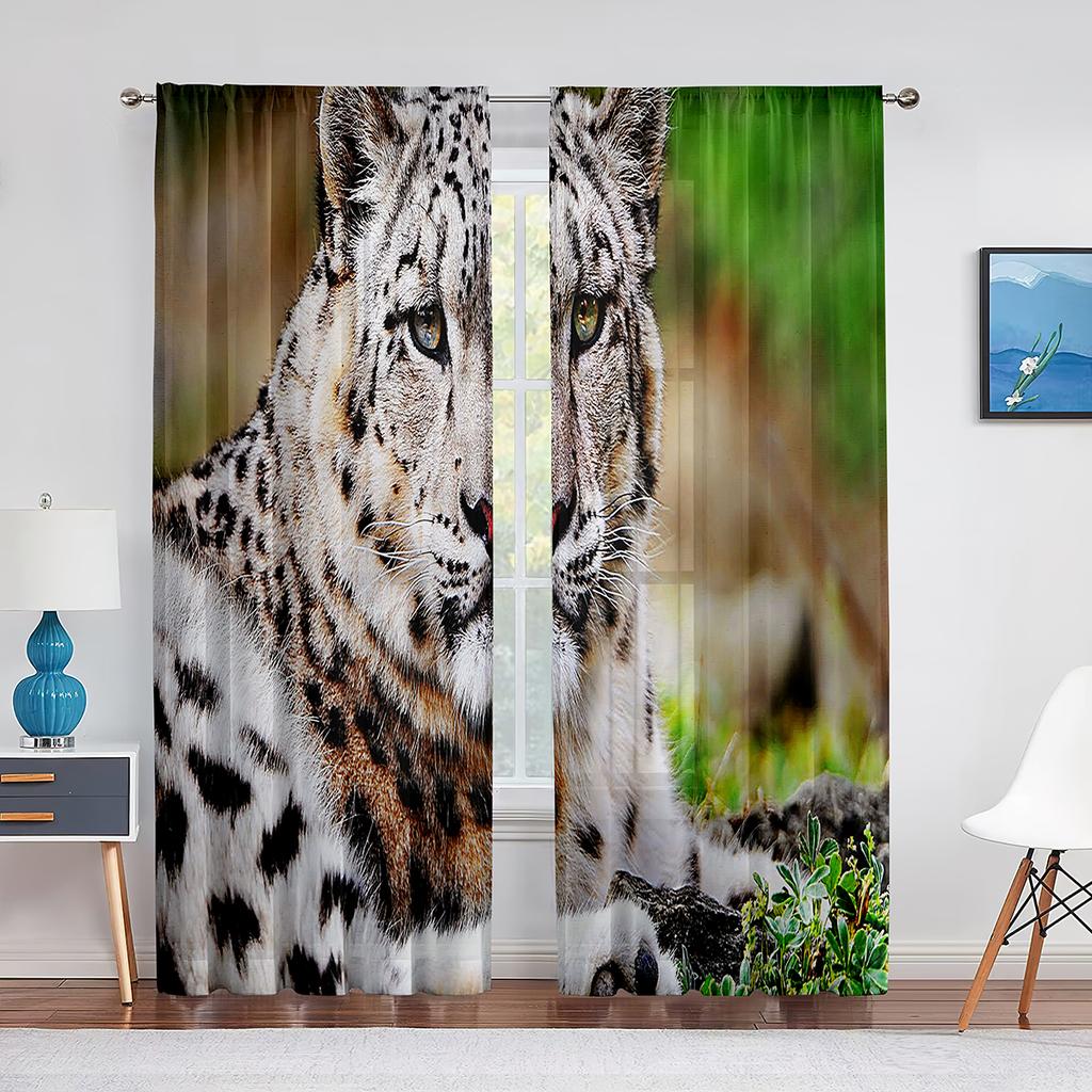 Tüllvorhang mit afrikanischem Leoparden-Geparden-Tierdruck für Wohnzimmer, Schlafzimmer, Küche, Chiffon, transparente Vorhänge, Fensterdekoration