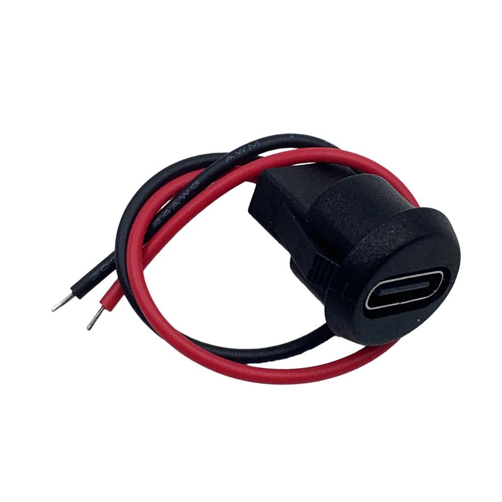 Waterproof USB Type-C Female Connector, Direct Pressure Welded, Encapsulated 2P