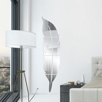 Große Feder Plume 3D Spiegel Wandaufkleber für Wohnzimmer Kunst Wohnkultur Vinyl Aufkleber DIY Acryl Aufkleber Wandbild Tapete