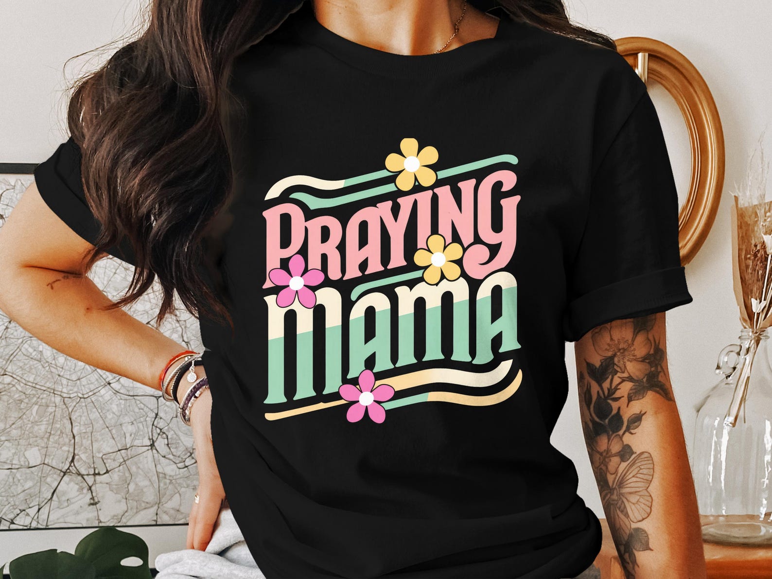 Praying Mama T-Shirt, Christian Mom Shirt, Faith Based T Shirt, Religious Apparel, Gift for Mom, Jesus Lover, God Believer, Mommy Tee 2XL