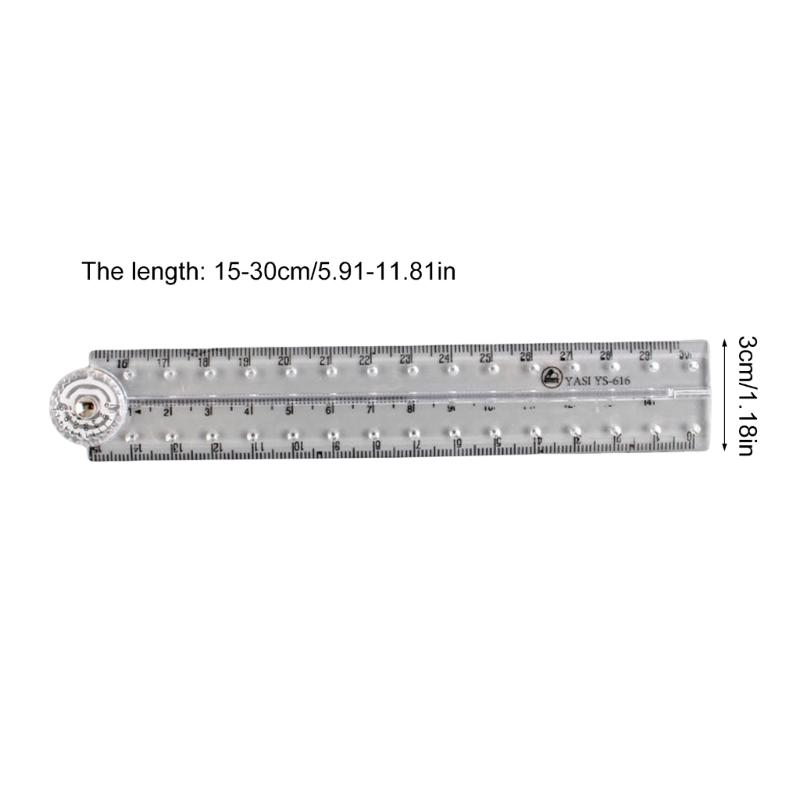 Clear Folding Rulers, Drawing Ruler Clearly Centimeters Scale, Measuring Length 0-30cm (0-12Inch) for Student Teacher