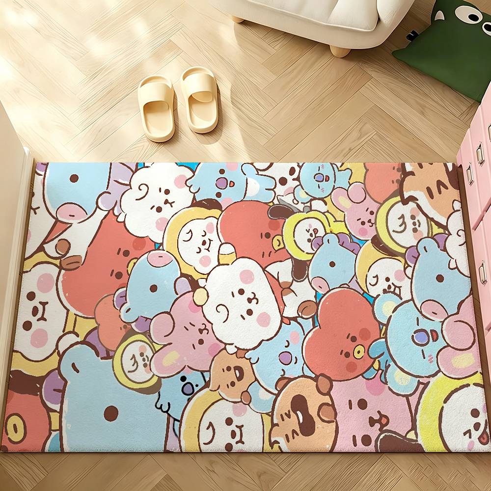 Cute A-bt21S Cartoon Carpet Bathroom Anti-slip Mat Door Mat Home Decoration Mat Entrance Door Mat Scratch-resistant Door Mat