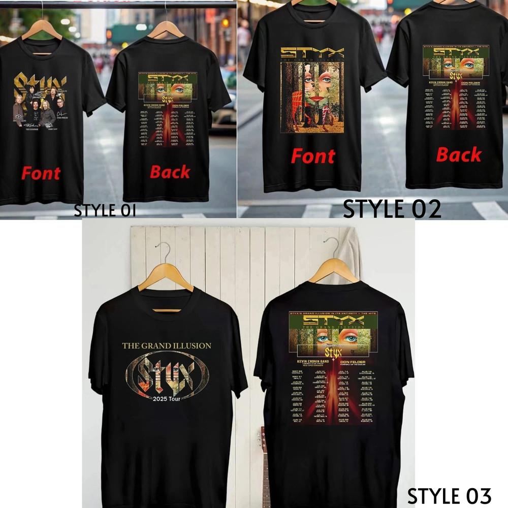 HOT  Styx 2025 Concert Band the Grand Illusion Tour 2025 Fan Gifts TShirt Unisex T-Shirt L