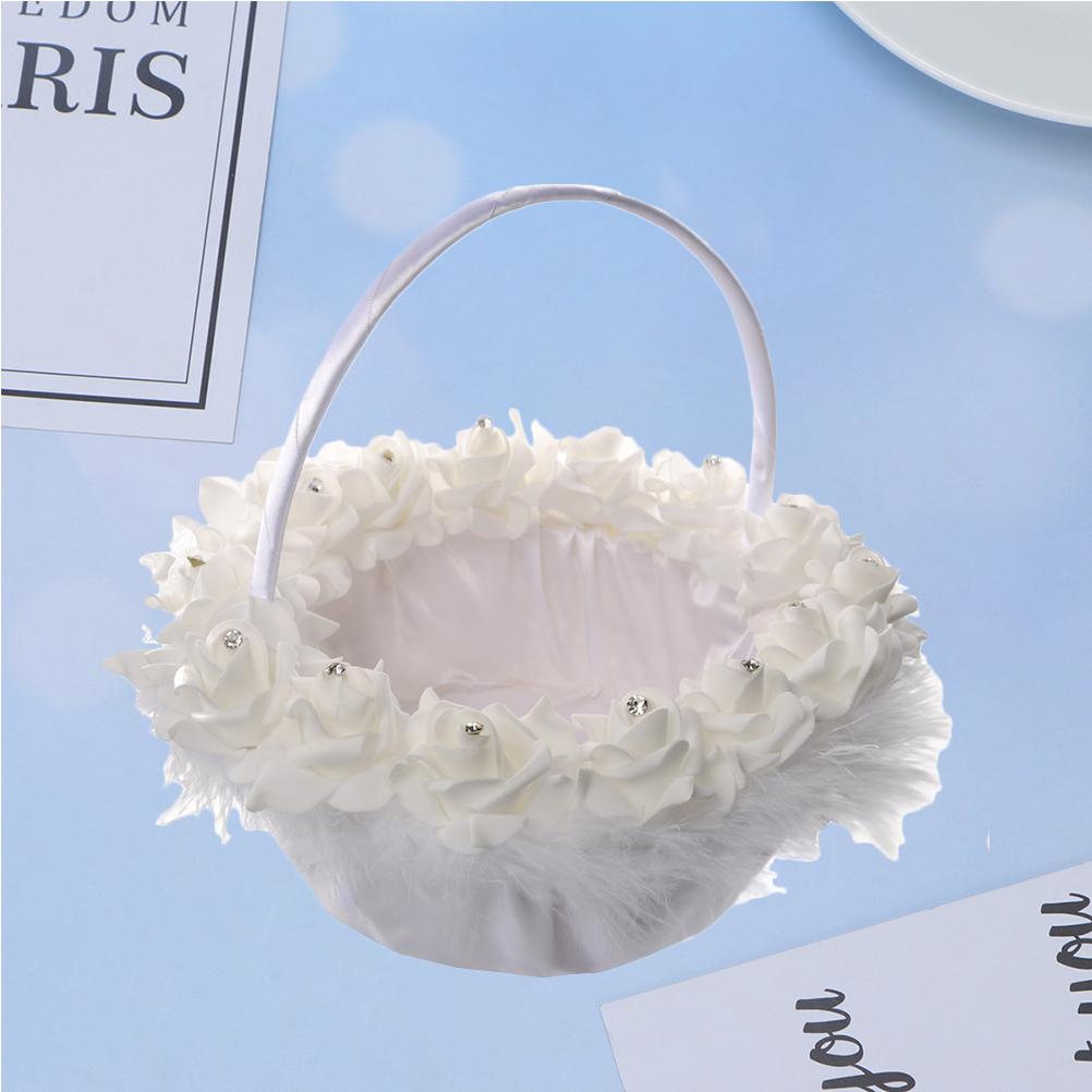 Panier en osier pour fleurs, bonbons joyeux, mariage, paniers roses délicats pour fleurs de mariée