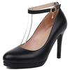 Ankle Straps High Heels Pumps Shoes Woman Elegant Round Toe Black White Heeled Office Dress Pumps Wedding Shoes Bridal Ladies