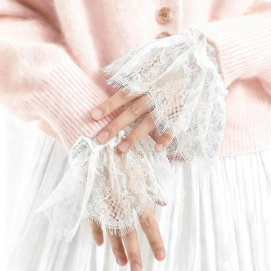 Ruffle Collar And Cuffs Clown Ruffle Collar White Black Lace Jabot Retro Victorian Collar for Cosplay Halloween Costume Party Accessory