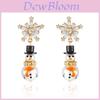 Christmas Snowman Pearl Earrings With Rhinestone Decor For Women Holiday Fashion