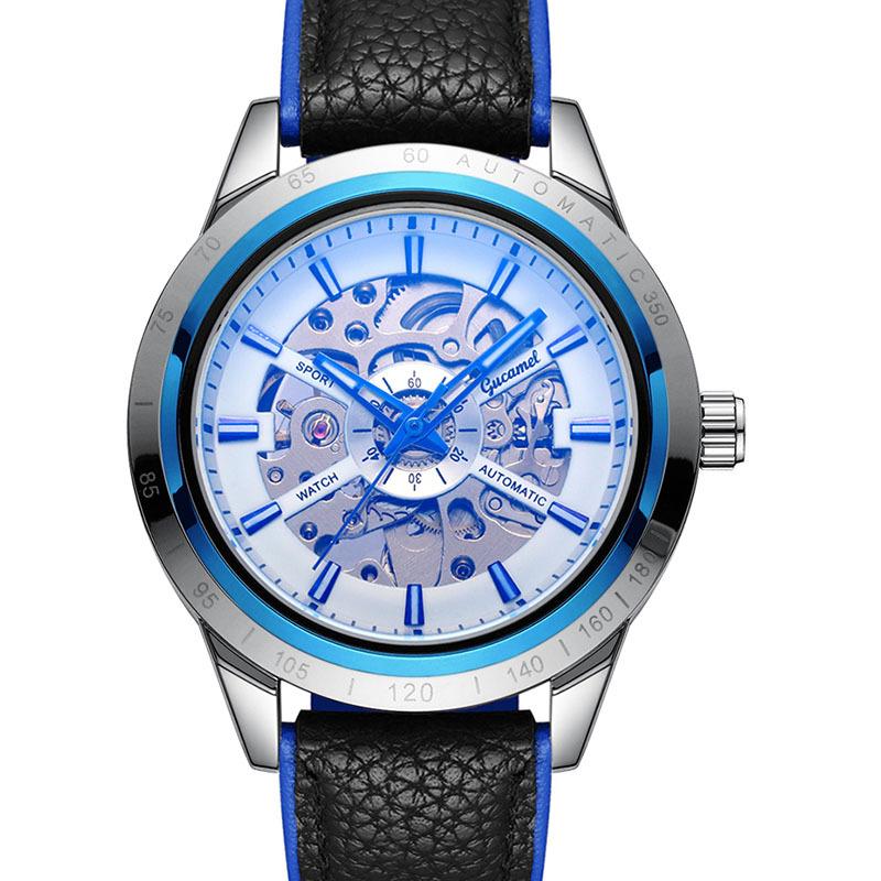 GUCAMEL Business Fashion Handstück Leder mit hohler mechanischer Uhr