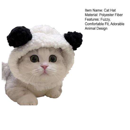 Cute Animal Cat Hat Cats Fuzzy Bunny Pig Panda Design Hat Fun White Goose Hat Adjustable Headwear for Kittens Festive Party Costume Accessory