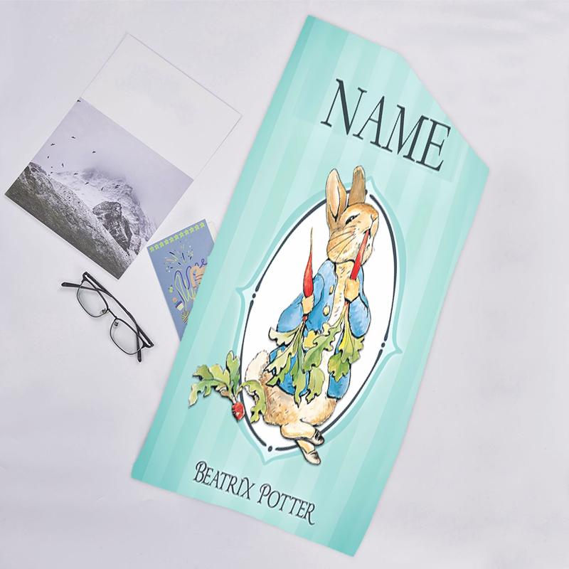 1pc Peter Rabbit2 Beach Towel with Custom Name, Beach/Swimming/Bath/Picnic/Camping Towel, Suitable for Seaside Beaches