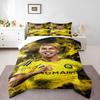 3 Piece Bedding Set 1 Duvet Cover 2 Pillowcases - Cristiano Ronaldo Al Nassr 7 Yellow Kit Print - Yellow Black Soccer Decor for Fans