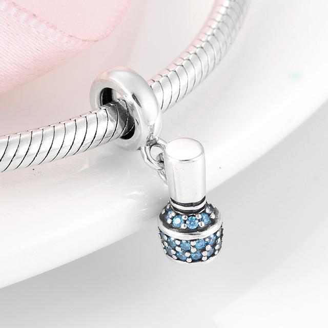 925 Sterling Silver Microphone Shape Flamingo Pink CZ Beads Fit Original Designer Charms Bracelet Bangles DIY Jewelry Making