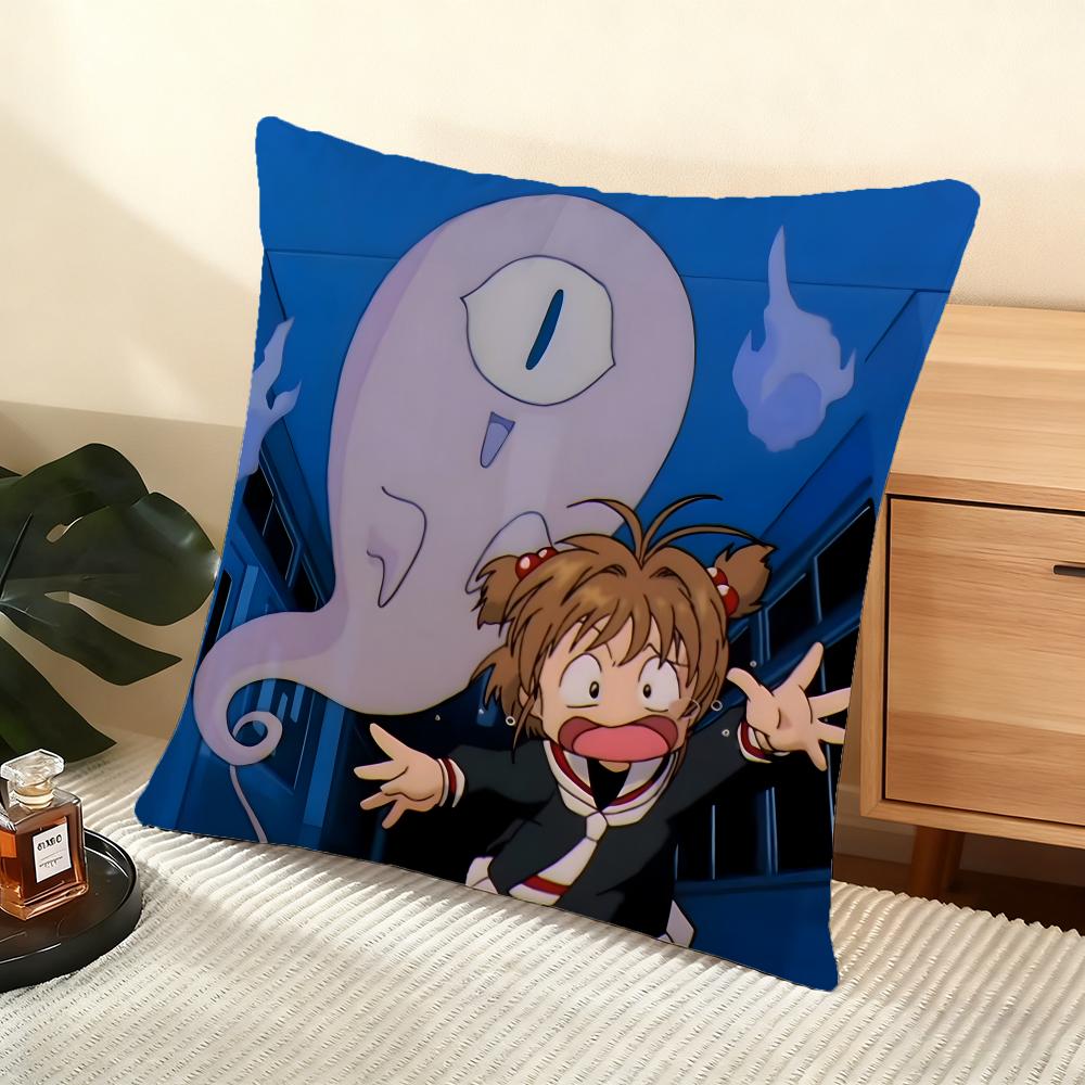 Anime Cute Cardcaptor Sakura Cushion Cover Silky Short Plush Home Sofa Cushion Cover - Invisible Zipper Home Decoration