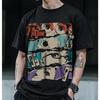 Klasik Anime Baskılı Üst Y2K Retro Tişört Baskılı Pamuk Yuvarlak Yaka Kısa Kollu Günlük Bol Oversize Sokak Giyim Unisex