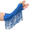 Adult Elbow Length Fingerless Gloves: Sparkling Sequined Tassel Design, Metallic Shiny Stage Opera Cosplay & Party Mittens