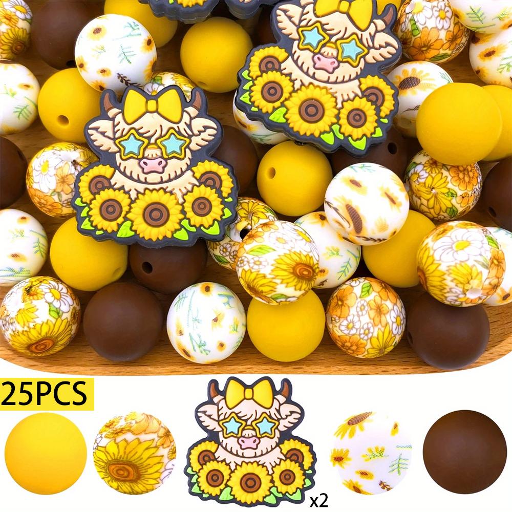 

25/44/64PCS Animal Flower Silicone Bead Set, perfect for DIY handmade crafts such as keychains, necklaces, bracelets, etc