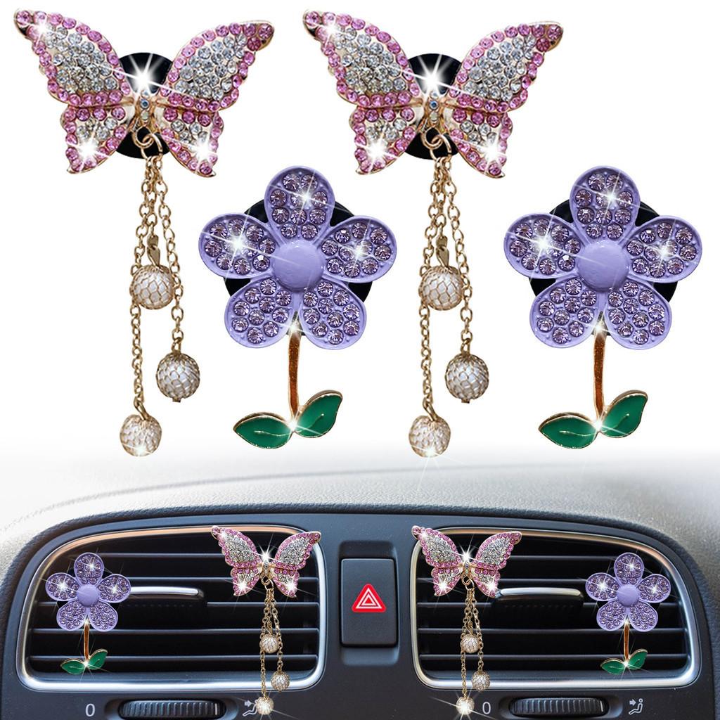 Butterfly Metal Material Pendant Car Vent Air Freshener Aromatherapy Clip Set