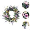 Lavender Wreath Floral with Green Leaves Rustic 19 Inch Artificial Spring Summer for Wedding