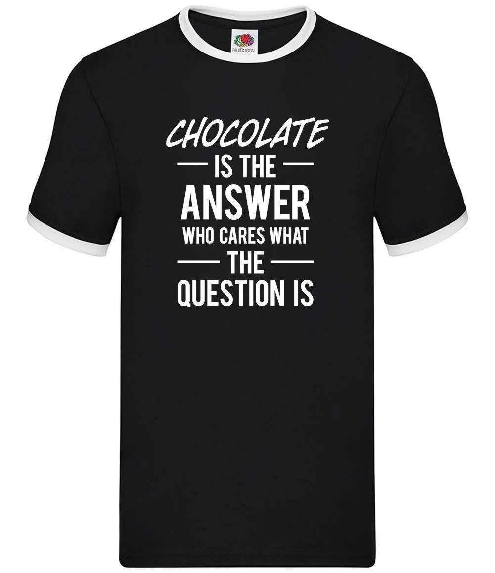 Chocolate Is The Answer - Mens Ringer - Chocoholic Food Lover Gift Bar S