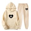 Womens Casual Hooded Sweatshirt Set Loose Fit College Style Printed Long Sleeve Top Drawstring Pants