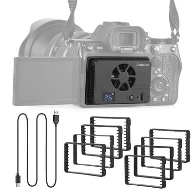 Andoer FS-06 Camera Cooling Fan External Cooling System with OLED Display 8pcs Mounting Adapter