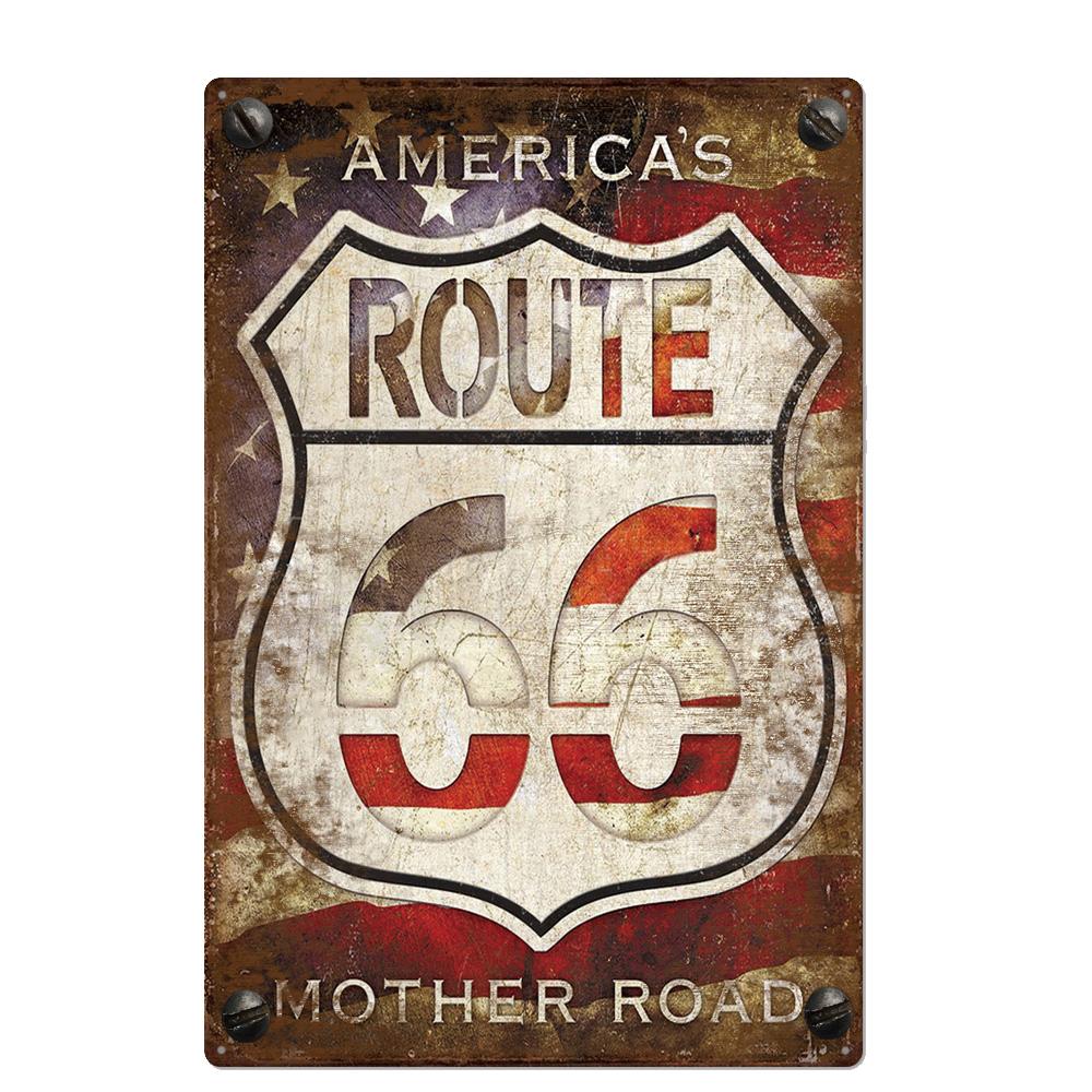 Vintage USA Route 66 Sign Metal Tin Plate Bar Pub Club Man Cave Wall Decoration Plaque Retro Poster Home Decor 30X20CM