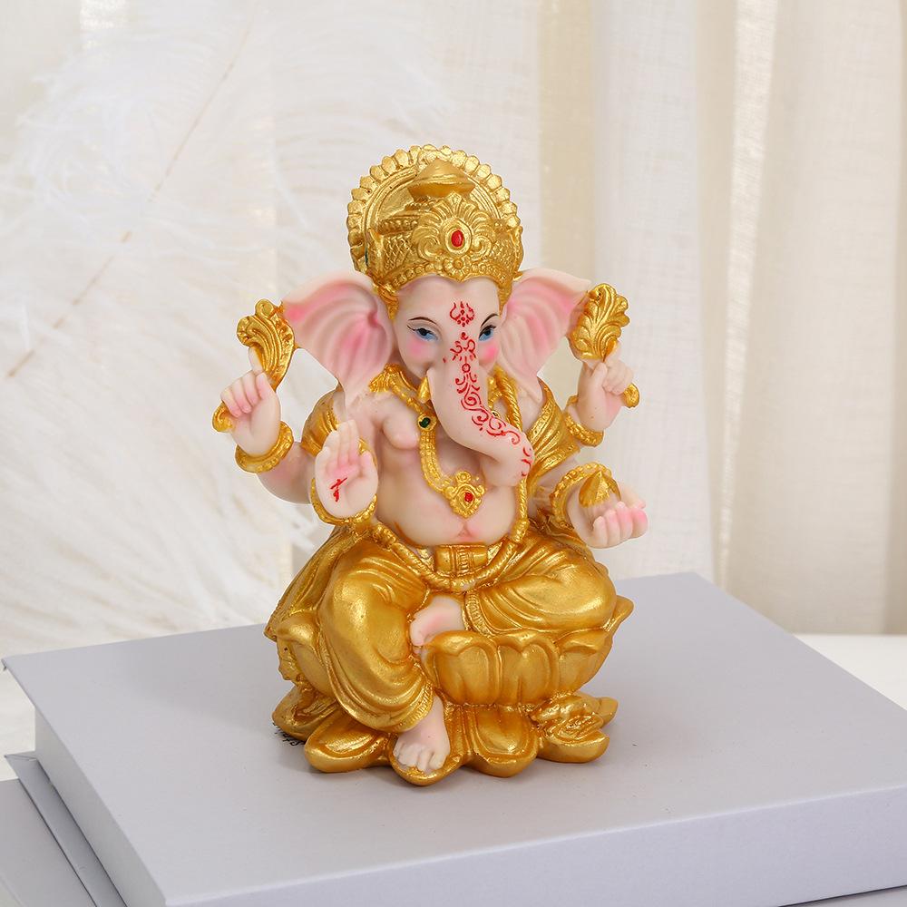 Resin Ganesha Statue Hindu Elephant God of Wisdom & Success Handcrafted Home Altar Decor for Diwali Puja Office Gift Idea