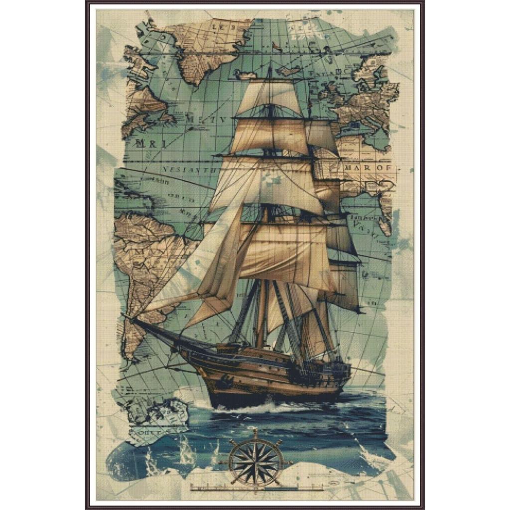 Vintage Nautical Metal Wall Art, Old Sailing Ship Pirate Decor, Home Wall Decor
