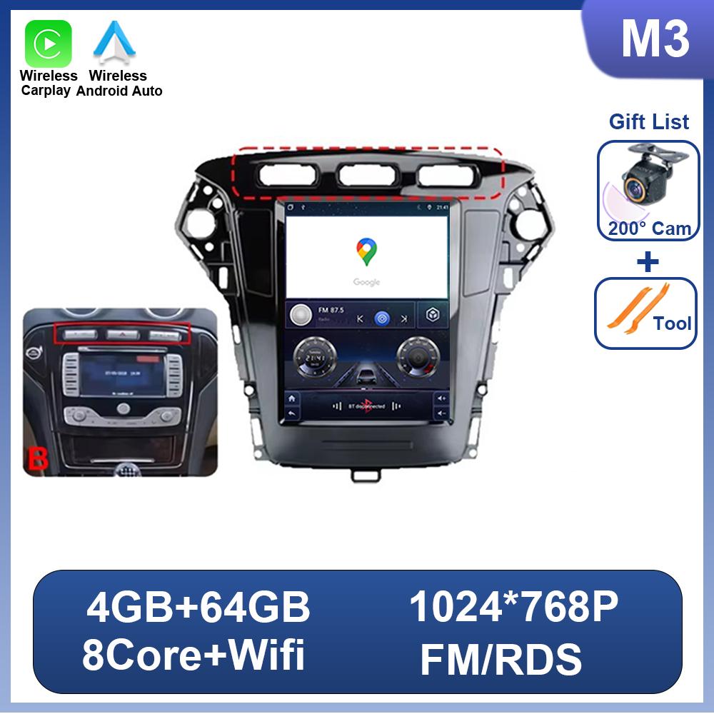 9.7 Inch Android 14 For Ford Mondeo MK4 2011-2013 For Tesla Style Car Radio Video Player No 2 Din Bluetooth 8 Core GPS Carplay