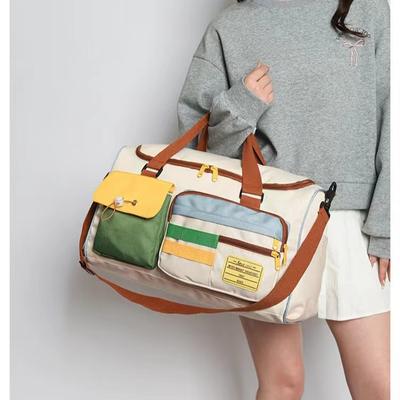 Niedliche Gepäcktasche mit Kontrastfarbe für Reisen Große Tasche Dopamin Mädchen Schwimm-Yogatasche Sport-Gymnastiktasche