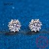 Moissanite Stud Earrings 5MM White Gold Plated 925 Silver D VVS1 Lab Diamond Snowflake Ear Studs For Women